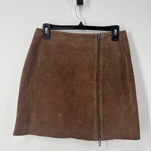 Blanknyc Blank NYC Leather Suede Skirt Brown Side Zip Mini Moto Women's 27